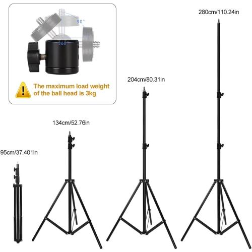 Heavy Duty Light Stand 9.5 Feet/2.8 Meters Adjustable Spring Cushioned Metal Photography Tripod Stand for Photo Studio Speedlight, Ring Light, Photographic Equipments Thickening Flash Stand