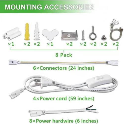 8Pack 4FT LED Shop Light Garage Lights,50W 6000K 7500LM White Light,Hanging/Surface Mount,T8 4FT Tube Lamp for Warehouse Workshop Basement,Linkable LED Shop Lights,Plug and Play