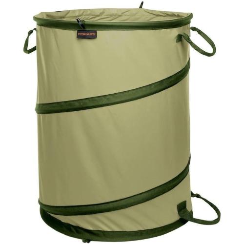 Fiskars Kangaroo Collapsible Garden Bag with Heavy Duty Hardshell Bottom for Leaf and Yard Waste, 30-Gallon Reusable Container for Lawn Care and Gardening