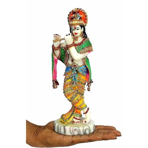 Krishna Statue Laddu Gopal Murli Radha Karishna Idol Murlidhar Krishan Kanhiya Idol Radha Krishna murti for Diwali puja and Festivals Pooja Item Size 12 inch Multicolor