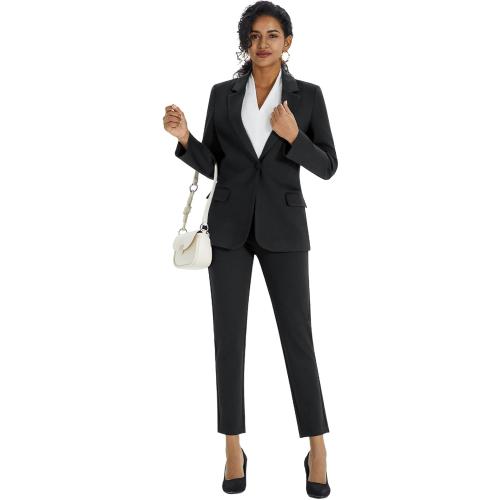 Kelyaa Women's 2 Piece Suit Set Business Casual Slim Fit One Button Blazer and Pant Suit for Office Work Professional Outfits
