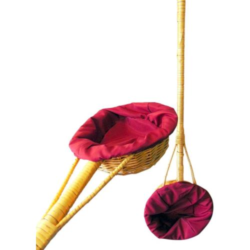 Round Collection Basket with Burgundy Liner and 35 inch Handle, Set of 2