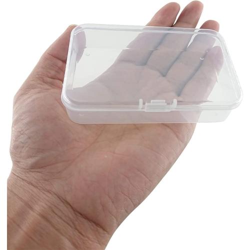 16 Pcs Mini Plastic Storage Containers Box with Lid, 3.5x2.4 Inches Clear Rectangle Box for Collecting Small Items, Beads, Game Pieces, Business Cards, Crafts Accessories