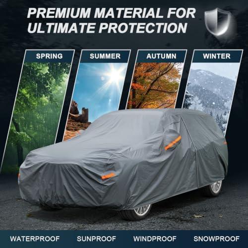 GUNHYI 16 Layers Heavy Duty SUV Car Cover Waterproof All Weather, | Universal Fit Ford Explorer, Toyota Highlander, Acura MDX, Audi Q7/Q8, BMW X5/X6, Kia Telluride, Hyundai Palisade etc.