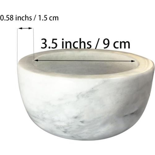 Marble Shaving Bowl，Handcrafted White Marble Later，Shaving Soap & Cream Bowl for Men，Lather Mug with Interior Grooves Builds a Rich.