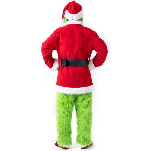 SONOTA Christmas Costume Adult Men Santa Claus Outfit Furry Green Giant Monster Professional Realistic Xmas Cosplay Suit large