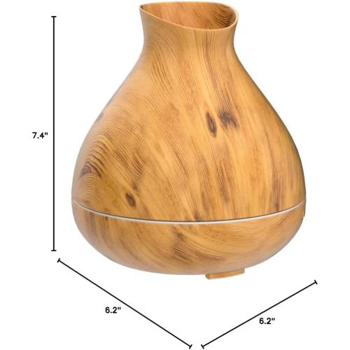 BZseed Aromatherapy Essential Oil Diffuser 550ml 12 Hours Wood Grain Aroma Diffuser with Timer Cool Mist Humidifier for Large Room, Home, Baby Bedroom, Waterless Auto Shut-off,7 Colors Lights Changing
