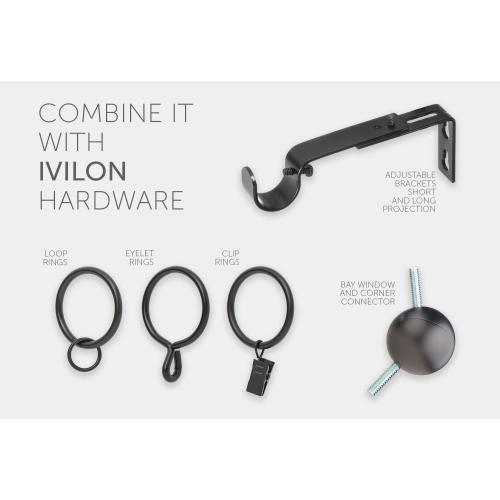 Ivilon Window Curtain Rod Decorative End Cap Design, 1 Inch Rod, 28 to 48 Inch. Chrome