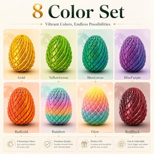 3D Printed Fidget Toy, Twisty Dragon Eggs, Spiral Slippery Egg Fidget Toy, Stress Relief Sensory Desk Toy for Adults and ADHD, Rotating Focus Anxiety Relief Pocket Toy (Gold)