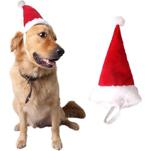 Adjustable 3D Christmas Santa Hat for Dogs Cats (Large)