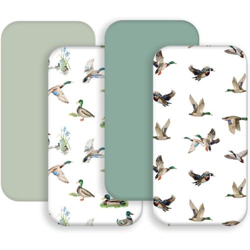 4 Pack Mallard Duck Baby Bassinet Sheets Neutral Unisex Breathable Fitted Nursery Sheets for Baby Girl or Boys (Bassinet Sheet)
