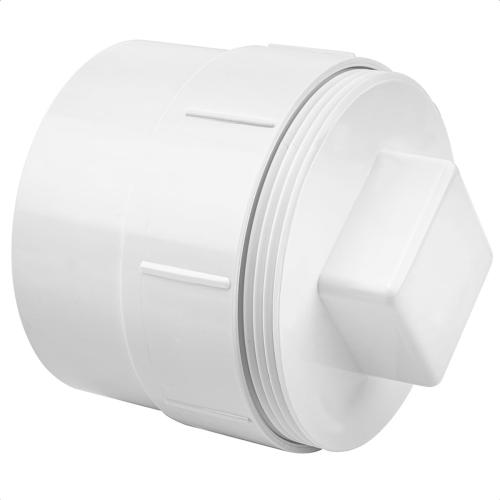 4 PVC Sewer Cleanout Adapter with Plug Pipe Fitting, PVC DWV Flush Sewer Cleanout Cap for Drainage Piping System