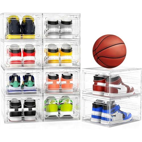 10 Pack Thickened Clear Stackable Shoe Organizer, Clear White