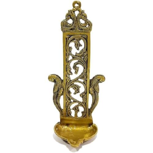 Brass Wall Hanging Diya for Home Decor , Office Decor , Gifting ( Pack of 2 ) Color : Gold , Size : 11 Inch