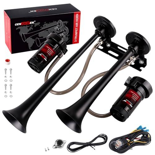 12V Dual 2-Trumpet Metal Air Horn for Truck with 2 Compressors