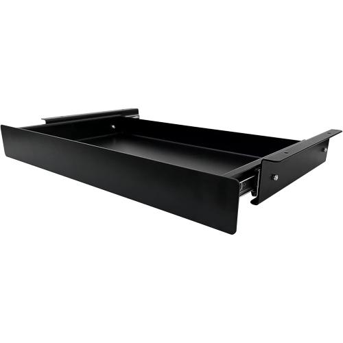 VWINDESK 19 inch Slim Under Desk Pull-Out Storage Office Mounted Sliding Metal Drawer for Standing Desk,Black