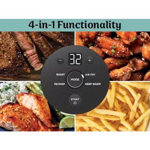 Ninja Crispi 4-in-1 Portable Glass Air Fryer Cooking System, 1500W, 4QT & 6-Cup TempWare Glass Containers with Storage Lids, Microwave, Freezer & Dishwasher Safe, Cyberspace Gray, FN101GY