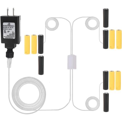 LR6 AA Battery Eliminator, AC to DC 3V 4.5V Power Supply Adapter,3 Connectors, Replace 2 or 3pcs 1.5V AA Battery,for Decorations LED Light,Indoor and Outdoor