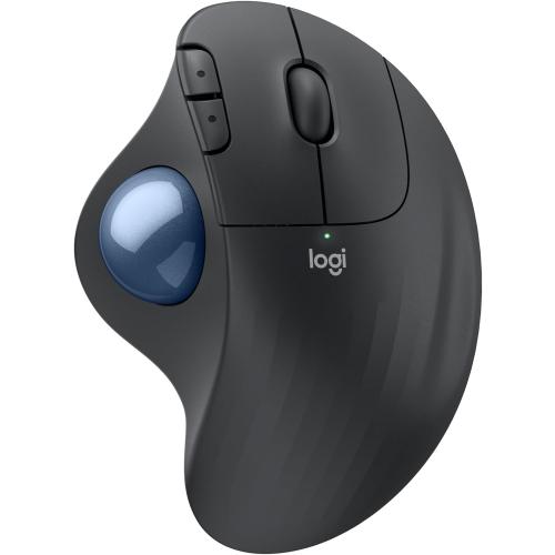Logitech Ergo M575S Wireless Trackball Mouse, Wireless Ergonomic Mouse with Bluetooth and Encrypted Dongle, Comfortable Thumb Control, Precise and Smooth Tracking, for PC/Mac - Graphite Blue Ball