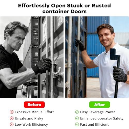 Lethato Container Door Leverage Tool, Heavy-Duty Leverage Bar with Non-Slip Handle Ergonomic Design Shipping Container Door Kit Persuader Bar for Loaders, Warehouse&Port Workers - Black 1 Pack