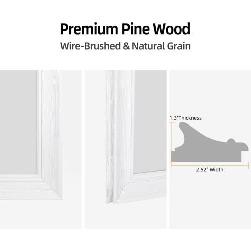 30 x 36 Rustic Wooden Framed Wall Mirror for Bathroom, White Wood Vanity Rectangle Mirror for Over Sink, Waterproof, Decor Bathroom, Living Room, Bedroom, Entryway, Horizontal/Vertical