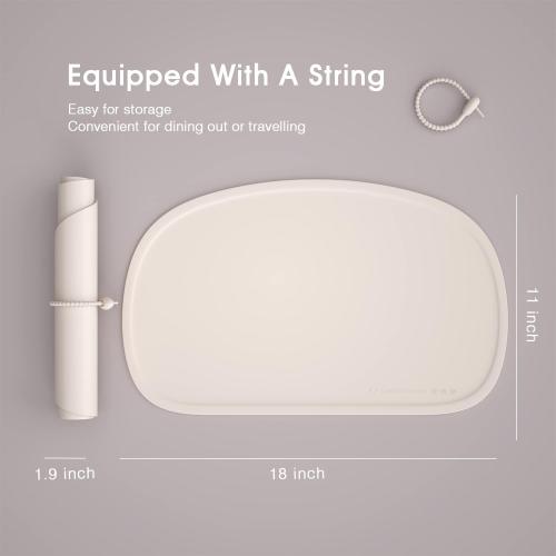 Cuddle Campus Silicone Placemat with Raised Edges for Kids,Toddlers,Babies, Non-Slip Table Setting Placemat for Dining,Come with String for Storage