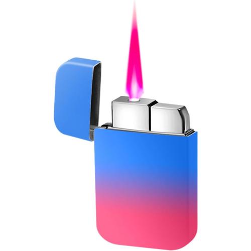 Lighter, Pink Flame Cool Lighter, Torch Windproof Lighter, Metal Refillable Butane Lighter, Suitable for Outdoor, Indoor, Camping, BBQ, Candle, Birthday, Gift(B)