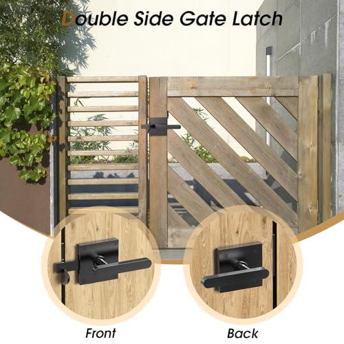 Double Sided Gate Latch, Heavy Duty Gate Latch for Wooden Fence