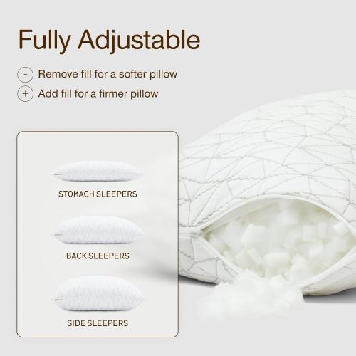 Coop Home Goods Original Travel and Camping Adjustable Pillow, Small Camping Pillow with Compressible Stuff Sack, Medium-Firm Memory Foam with Lulltra Washable Cover, CertiPUR-US Certified (19x13)