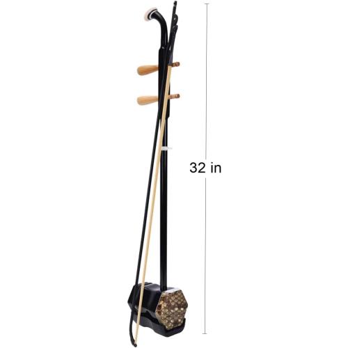 Chinese Erhu Instrument For Beginner Entry Level,Erhu Chinese 2-string Violin Fiddle Musical Instrument 32 inches (Black axis)