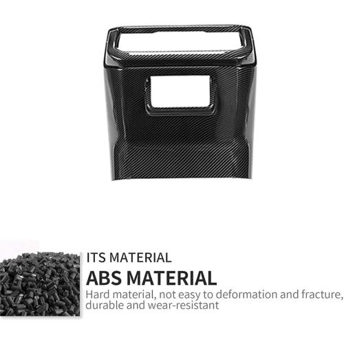 BLACK AND RED CARBON FIBER Keptrim Rear Center Console Air Conditioning Outlet Vent Panel Trim Interior Cover for Ford F150 2021 2022 2023 2024 2025, ABS Carbon Fiber, 1pc