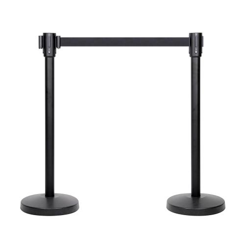 Amazon Basics Premium Crowd Control Stanchions with Easy Assembly, 6.5 foot Sturdy Retractable Belts, Black, Pack of 2