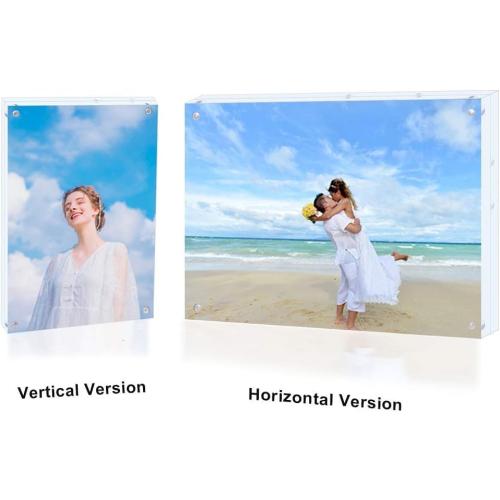 5x7 Acrylic Picture Frame Clear Double Sided Magnetic Picture Frameless Desktop Display Photo Frame with Stand Best Gift for Family, Baby, Friend