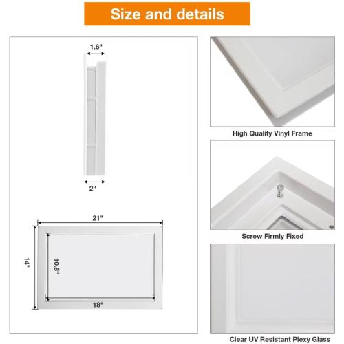 Yuzzy Garage Door Windows Kit, 4 Pack Replacement Vinyl Window Inserts with UV Resistant Resin Glass for Garage Doors (Clear Design)
