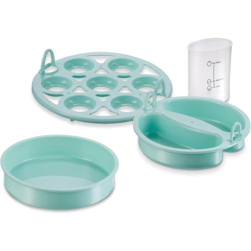 Hamilton Beach 3-in-1 Electric Egg Cooker for Hard Boiled Eggs, Poacher Eggs, Omelet Maker & Vegetable Steamer, Holds 7, Mint (25504)