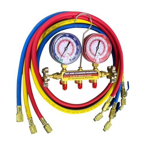 Upgrade 42201 Test & Charging Manifold with 3-1/8 (80 mm) Gauges Set