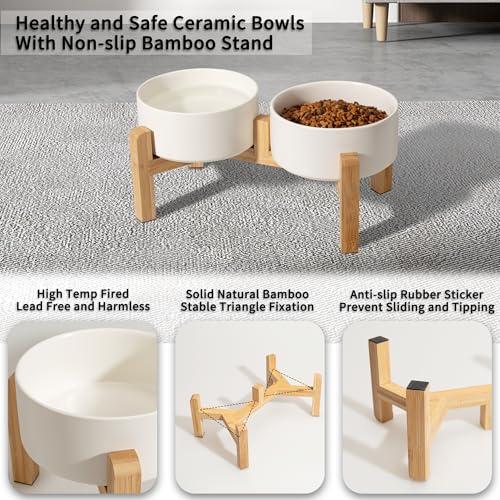 Elevated Ceramic Dog Bowl, 3.6 Cups Dog Food and Water Bowl Set with Stand
