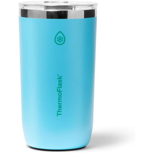 ThermoFlask Drinkware Beer Tumbler - Double-Wall Tumbler for Cold & Hot Drinks - Lightweight & Simple Drink Cup with Lid - Modern & Durable Drinking Cup - 16 oz, Vivid Blue