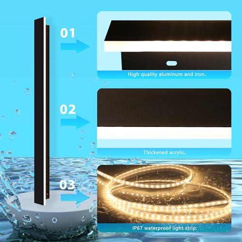 Outdoor Wall Light LED Long Wall Sconce 31.5in Ip65 Waterproof Black Modern Outdoor Lights 3000k 26W Metal Exterior Light Fixture For Porch Light Patio Front Door Yard Garden Villa Living Room