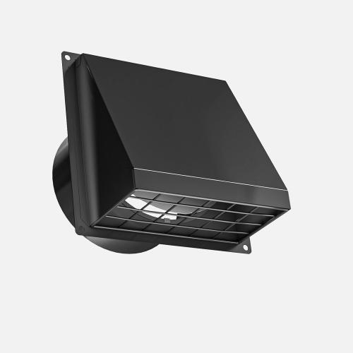 Size 8 Color Black Hon&Guan 8 Inch Vent Covers for Wall with Removable Mesh, Wall Mount Exhaust Vent with Rubber Cushioned Non-Return Flap, Stainless Steel Wall Vent Cover for House.