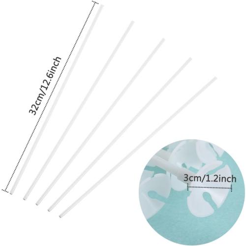 PP OPOUNT Upgraded Version 100 Pieces White Plastic Balloon Sticks Holders and Cups for Christmas Decoration Party and Wedding Decoration