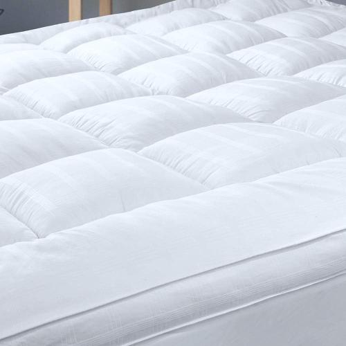 Extra Thick Pillow Top Mattress Topper Queen Size, 3 Inch Cooling Fluffy Cotton Hotel Mattress Bed Topper for Cloud Like Sleep & Back Pain Relief, Plush Soft Pad, Fits 6'-22' Mattresses