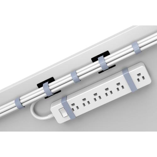 Under Desk Cord Management Straps, Adhesive-Backed Heavy-Duty Reusable Mounting Straps, Cable Management, Self Adhesive Hook and Loop Strap Set, for Large Cord Bundles, Power Strips & Devices