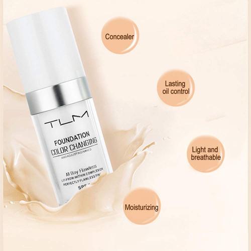 5PCS missing 2 items TLM Colour Changing Foundation Makeup Set Matte Liquid Full Coverage Oil Control Breathable Invisible Cover Concealer Foundation with Face Primer, Foundation Brush, Makeup Sponge