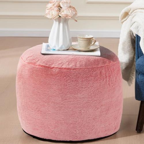 WSOFRLAC Foot Ottoman 20x15, Small Foot Rest Pouf Ottoman Cover Round with Sponge, Small Foot Rest Filled Foot Pouf Ottomans Stuffed Pink Mushroom Modern Hassock Footstool Footrest for Couch‼️light dirt and good condition‼️