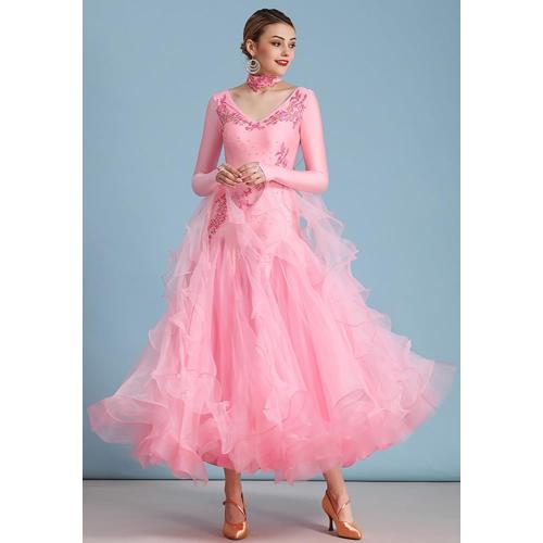 ORIDOOR Flash Rhinestone Ballroom Dance Waltz Tango Standard Competition Dance Dress SIZE SMALL