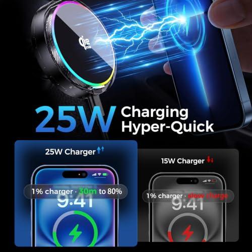 REDBRO Qi2.2 25W Magnetic Wireless Car Phone Mount [Upgraded Cooling Fan Fast Charging Phone Holder],for MagSafe Compatible,Dashboard Phone Mount,Car Accessories‼️missing item‼️
