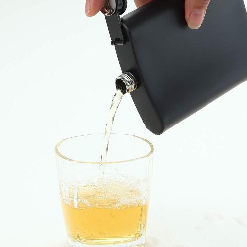 Hip Flask for Liquor Matte Black 8 Oz Stainless Steel Leakproof with Funnel, Great Gift Idea Flask