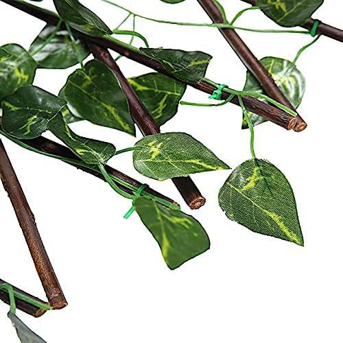 17x95 Brown Wood Expandable Lattice Fence Green Faux Ivy Leaves Backdrop Panel - Wedding Party Decorations Supplies