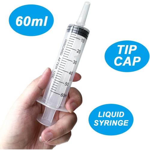 4 Pack 60mL Large Syringe for Liquid with Tip Cap, Plastic Liquid Syringes Individually Sterile Sealed